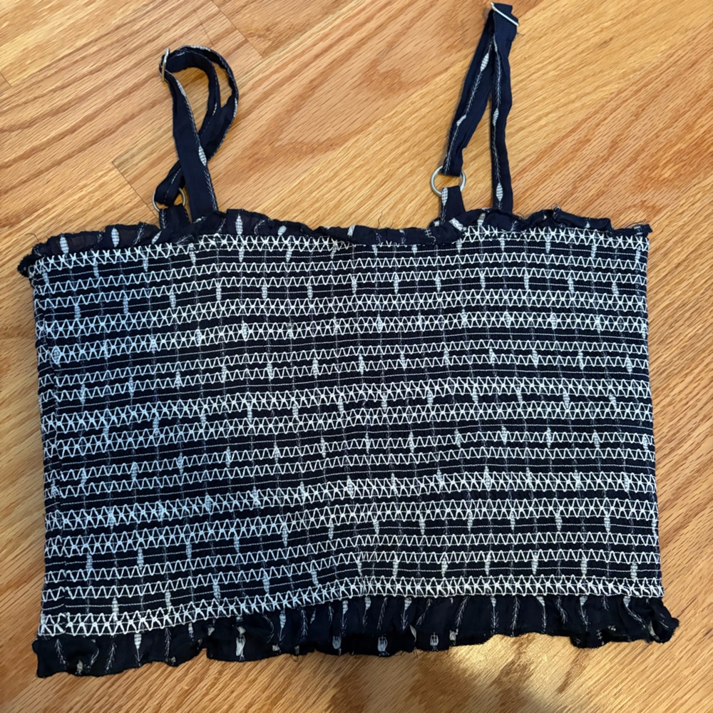 Navy and White Forever 21 Crop Top